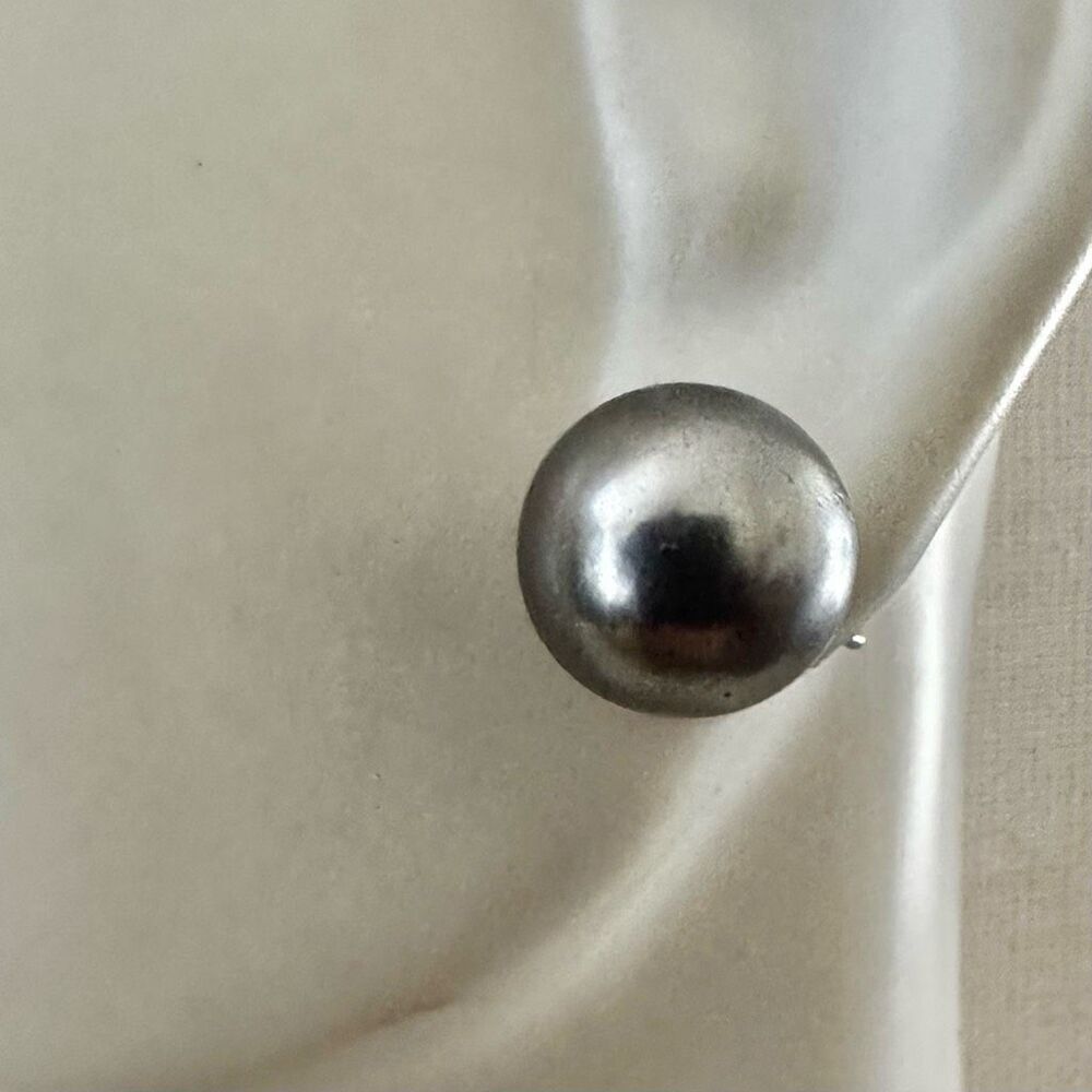 Large Gunmetal Faux Pearl Stud Earrings NR AVON Bold Retro Statement Jewelry